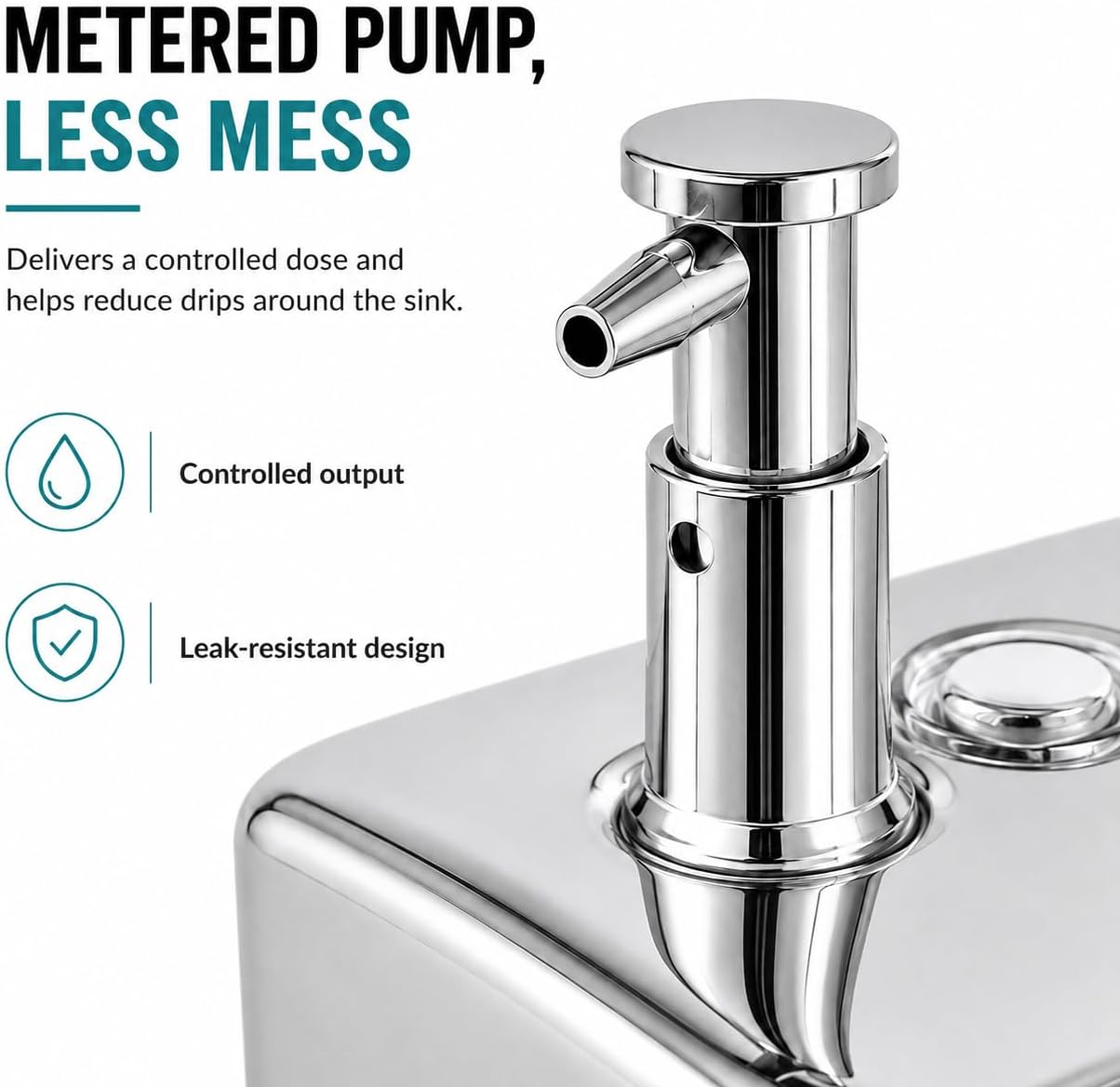 modunful Stainless Steel Soap Dispenser Wall Mount 27oz for Family Use image 2