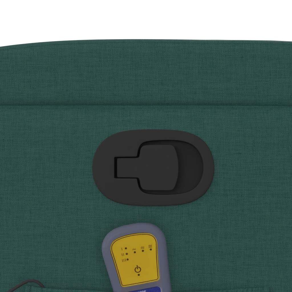 vidaXL Sillón de Masaje Reclinable sin Adaptador de Corriente, Silla con Respaldo Reposabrazos, Sillón de Televisión Relax Descanso, Asiento para Salón, Tela Verde Oscuro