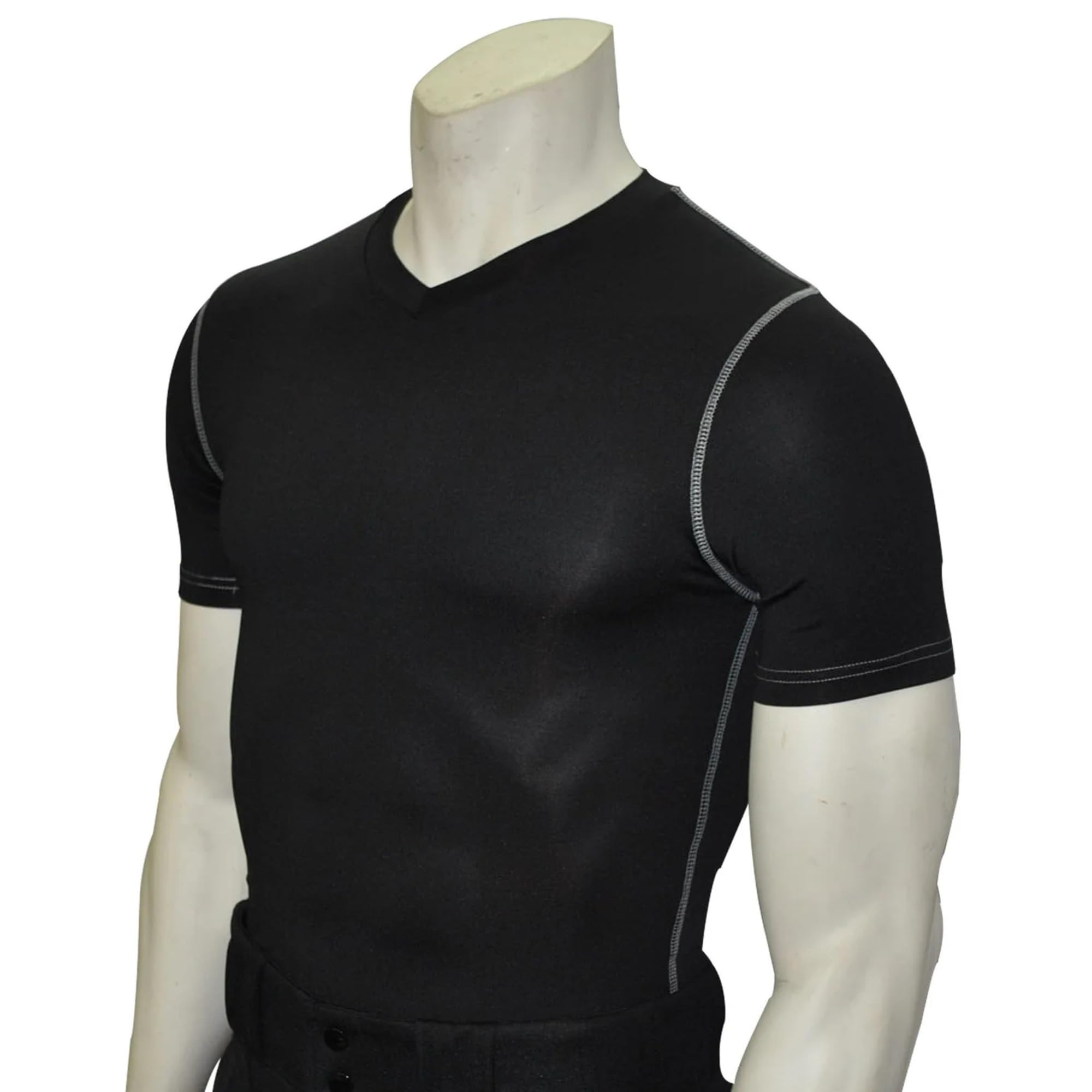 Smitty BKS-411 Black Compression Short Sleeve Referee Basketball Wrestling Official NFHS (Large)
