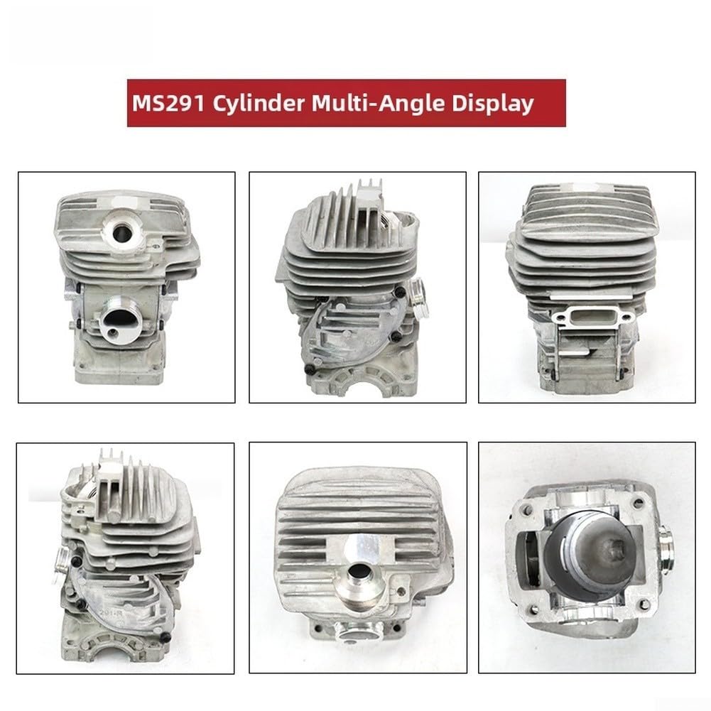 Cylinder piły łańcuchowej do zestawu, 47 mm duży otwór z uszczelką i uszczelkami, kompatybilny z MS291 MS271 1141 020 1206 do naprawy (zespół cylindra)