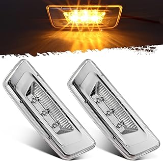 Partsam 2Pcs Replacement for Kenworth T680 T880 and Peterbilt 576 Led Side Marker Turn Signal Lights Assemblies Amber Clear Lens 3-3014-SMD Sealed Led Rectangular Cab Roof Marker Lights Lamps LH&RH