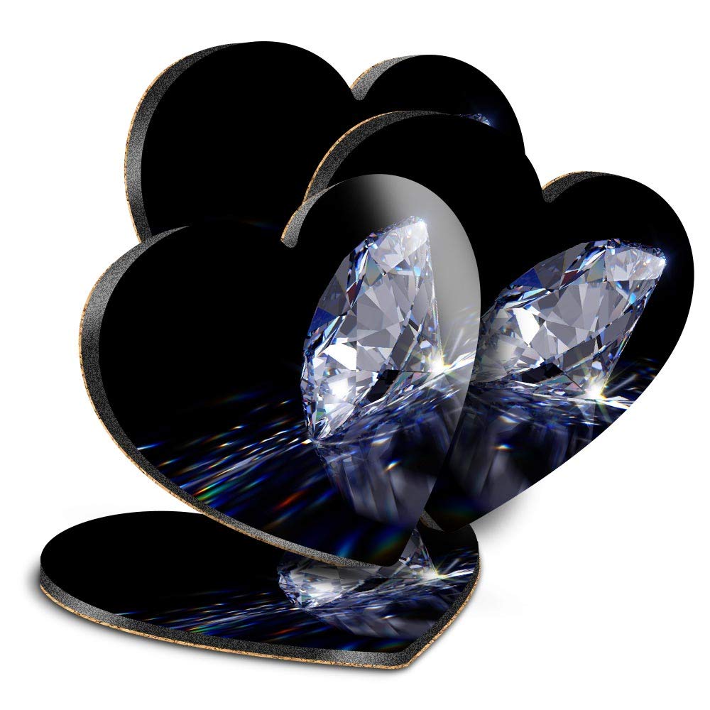 Destination Vinyl ltdGreat Coasters (Set of 4) Heart - Diamond Crystal Stone Pretty Drink Glossy Coasters/Tabletop Protection for Any Table Type #2165