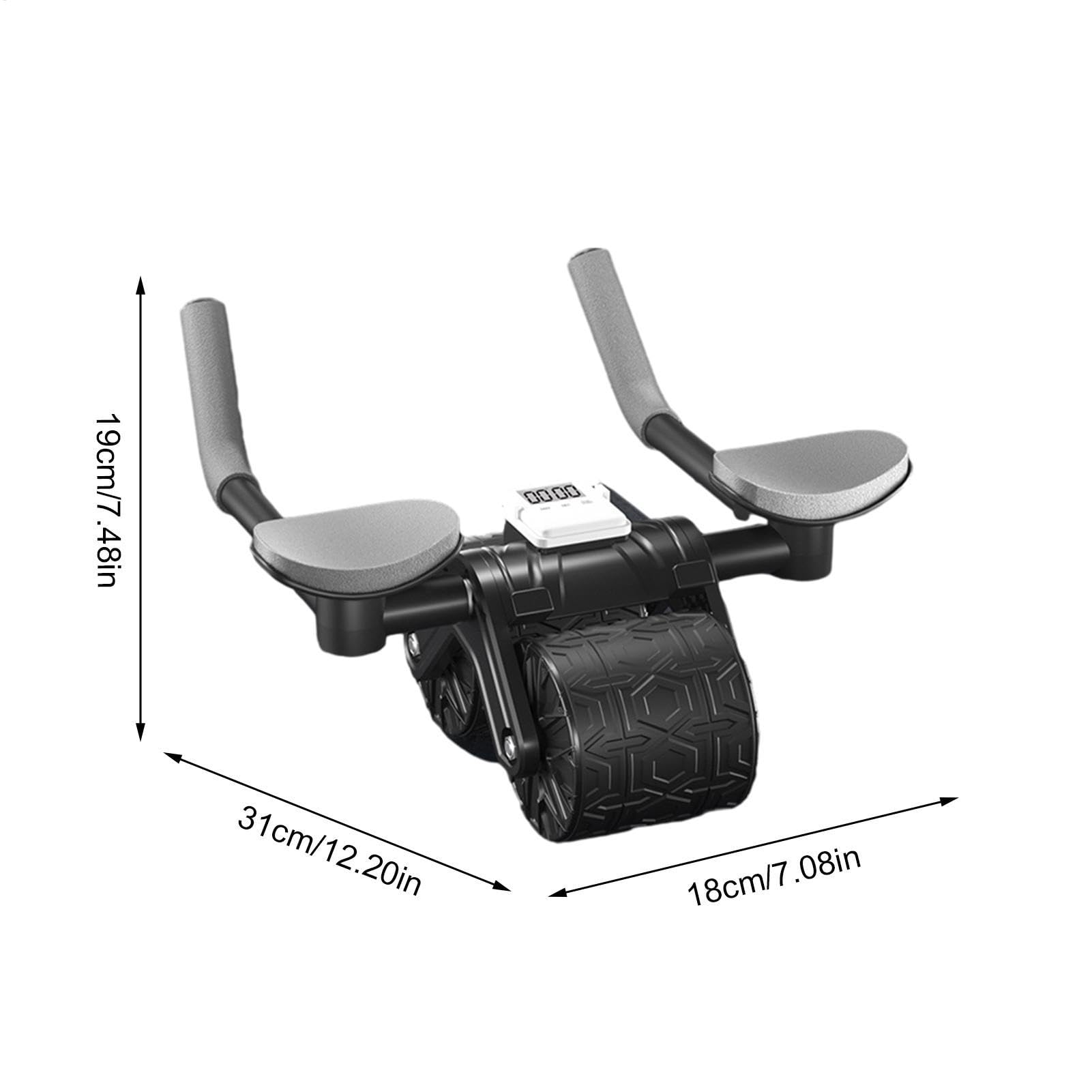 Rueda abdominal de rebote automático, rodillo AB - Rueda abdominal antideslizante con reposabrazos, rodillo de entrenamiento de núcleo abdominal estable, ruedas AB de ejercicio para entrenamiento