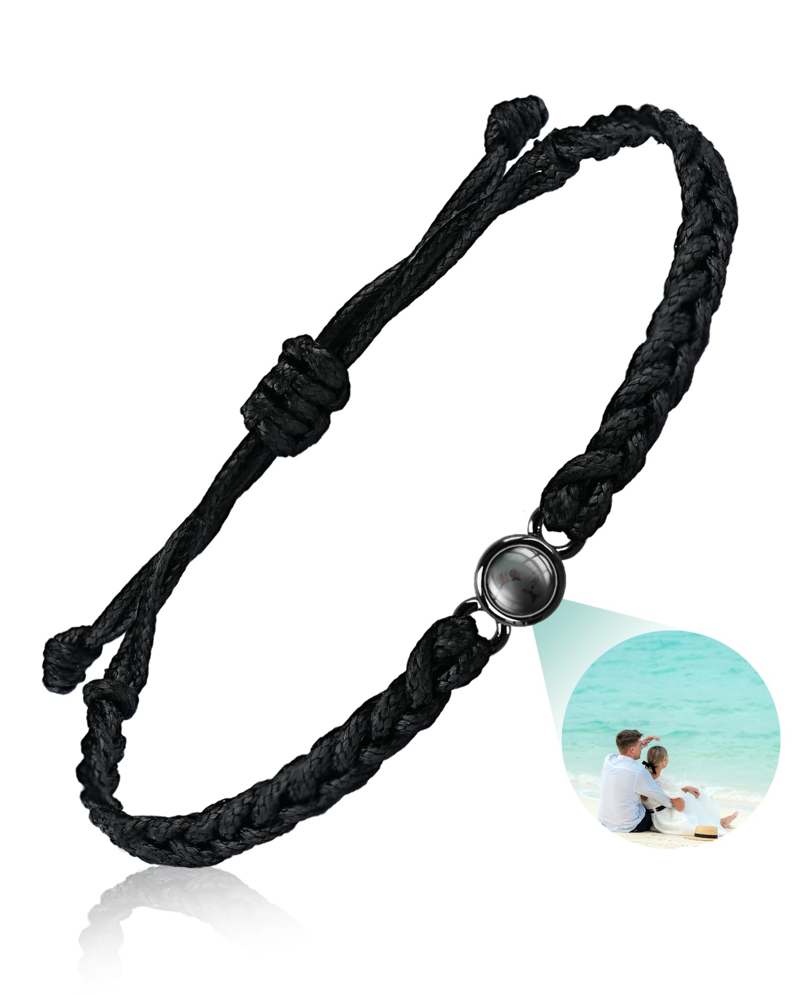 Custom Bracelets with Picture Inside, Picture Bracelet Personalized Photo Projection, Personalized Photo Gifts for Memorial Boyfriend Couples Christmas, Women's Identification Bracelets