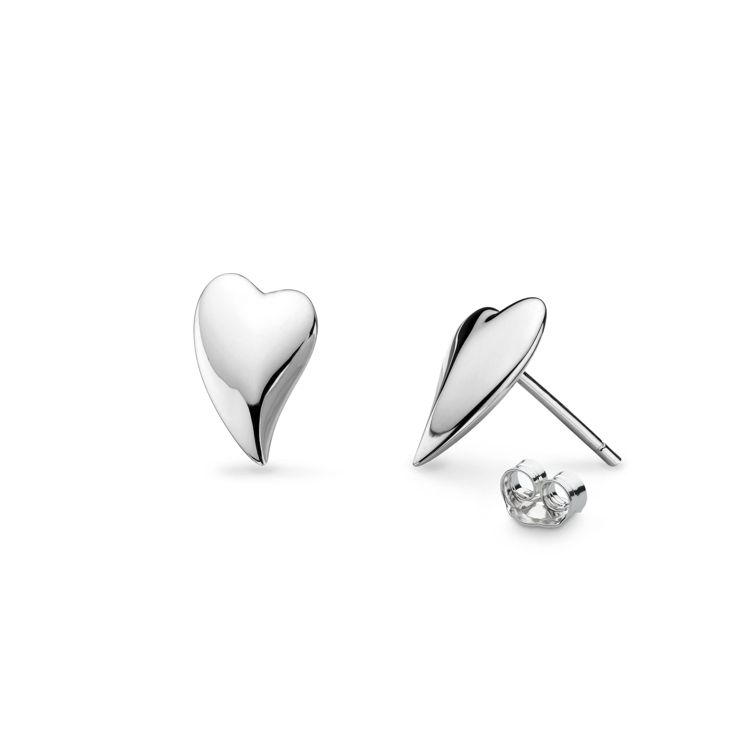 Kit Heath Rhodium Plated Sterling Silver Desire Cherish Heart Stud Earrings