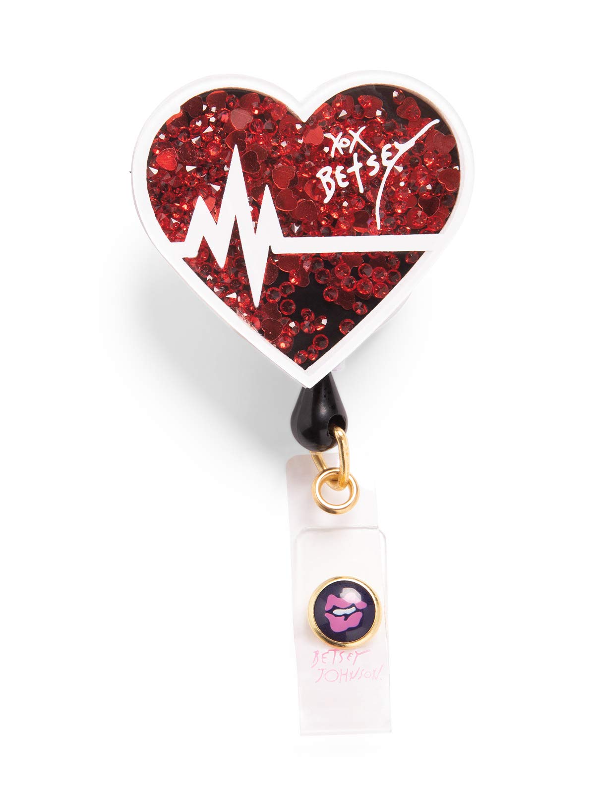 KOI Betsey Johnson BA156 Badge Reel - One Size - Ekg Heart