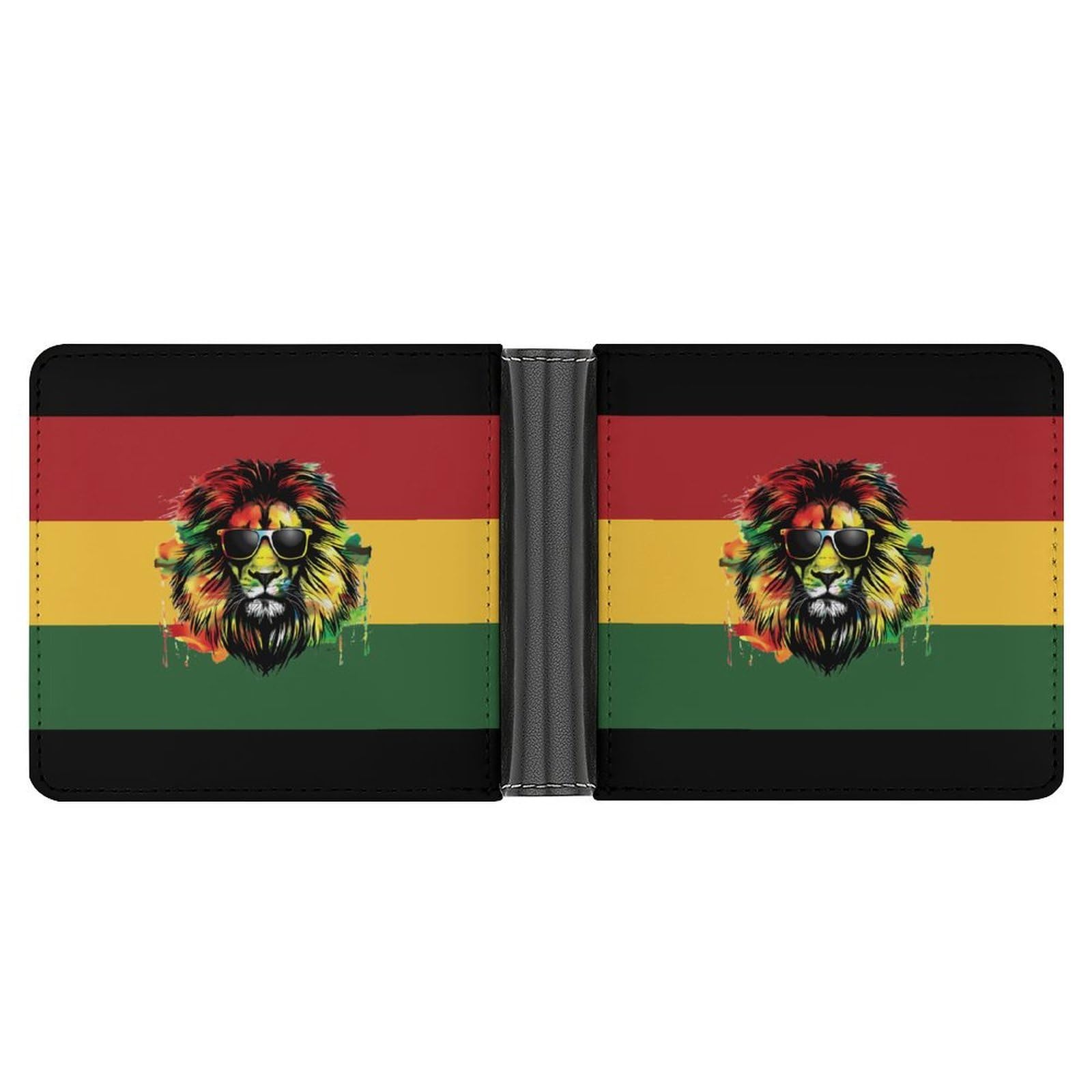 Reggae Rasta Lion Flag Double-sided Pattern Bifold Wallet Aesthetic Credit Card Holder with Coin Pocket