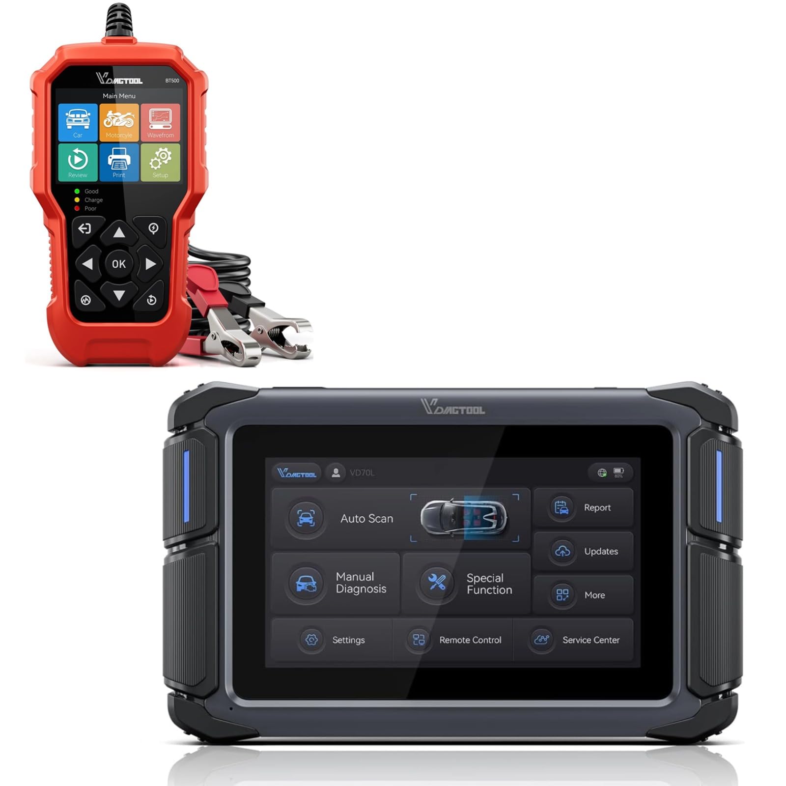 VDIAGTOOLBidirectional Scan Tool VD70 Lite 2024 Newest Scanner for Car with BT500 Car Battery Tester 6V 12V 24V