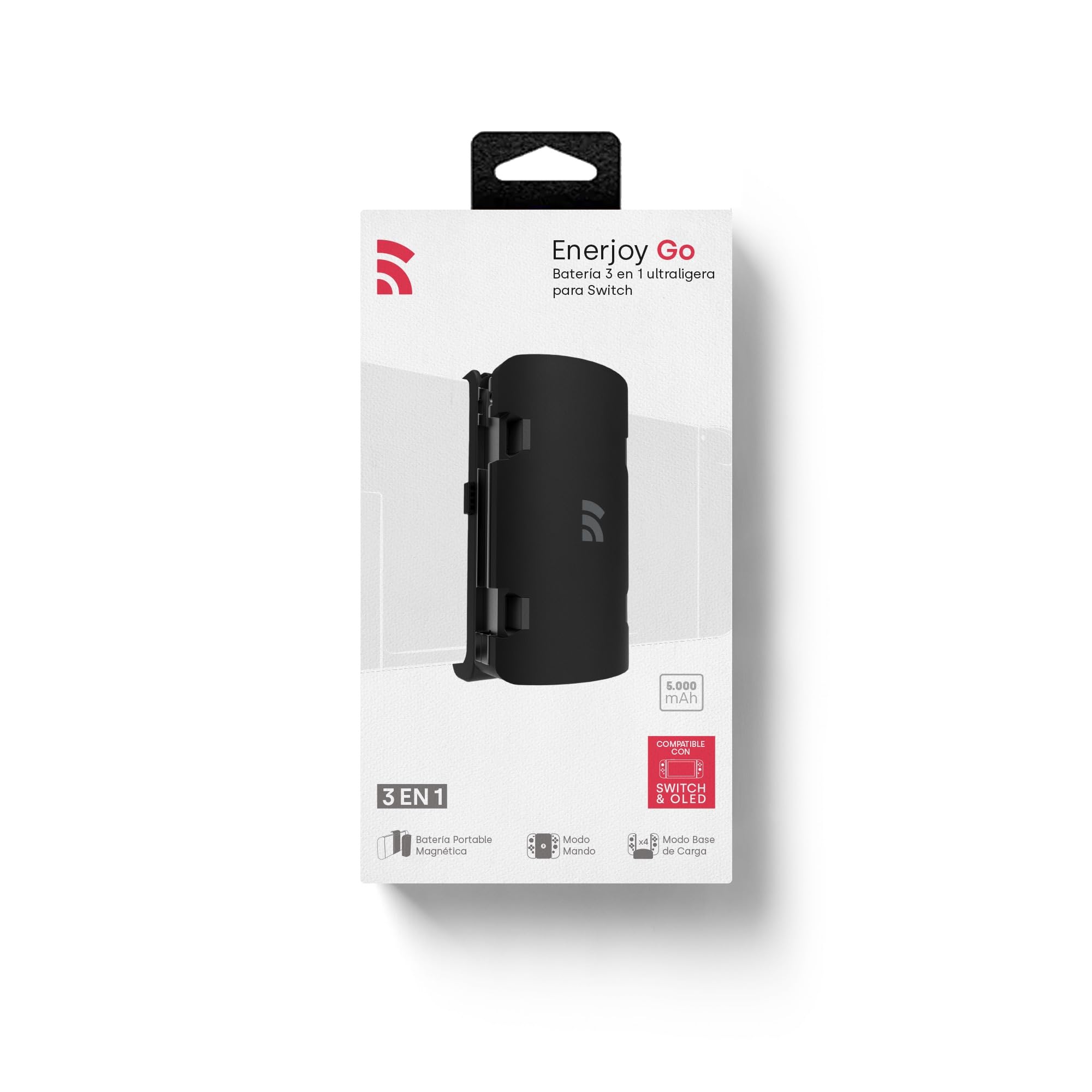 Remotto Enerjoy Go - Cargador Portátil para Nintendo Switch & OLED - Batería Externa 3 en 1: Carga Inalámbrica, Modo Mando y Modo Base de Carga Joy-Cons - Accesorios Switch