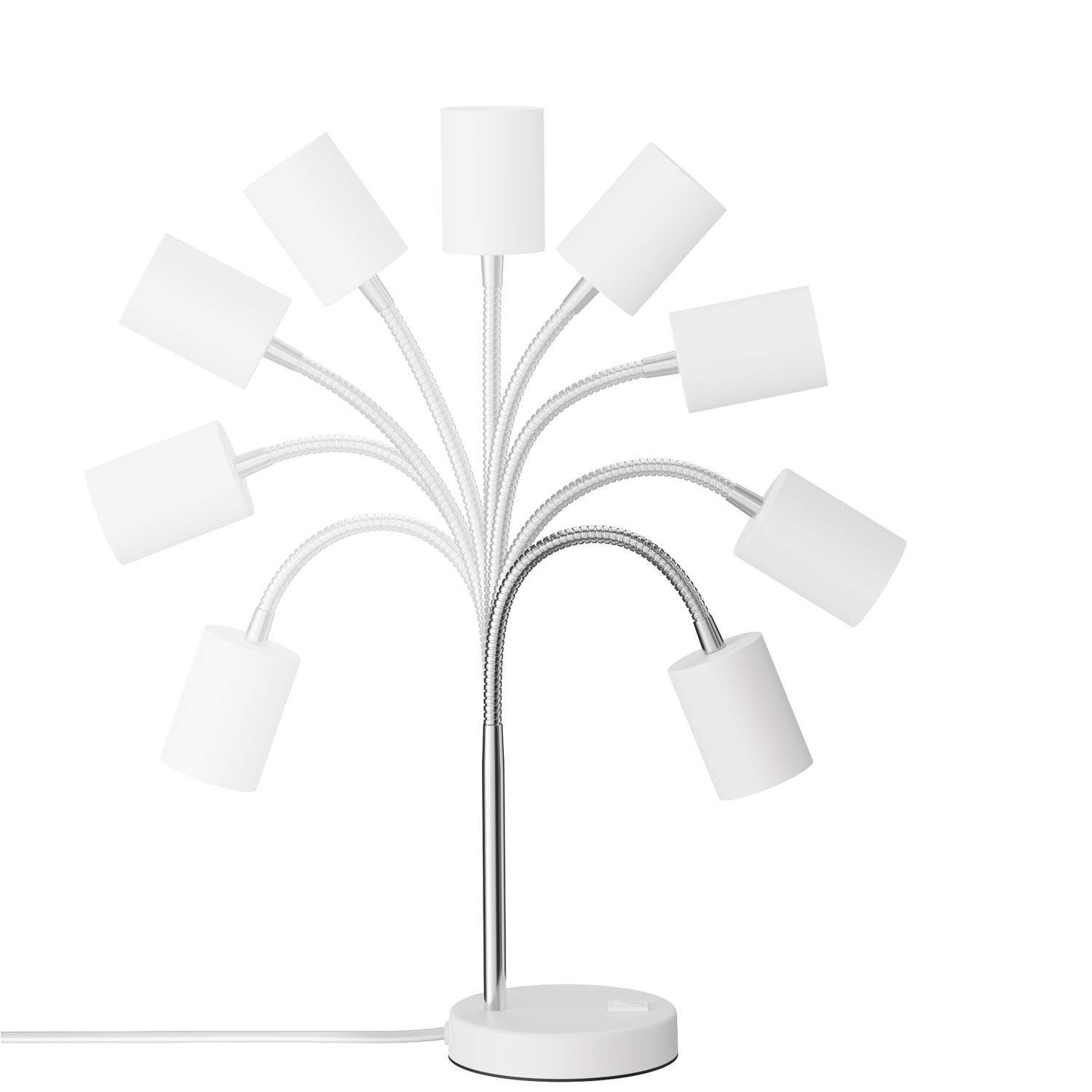ledscom.de 2x lampe de table WAIKA, col de cygne, interrupteur, blanc, 1x GU10 max. 60W
