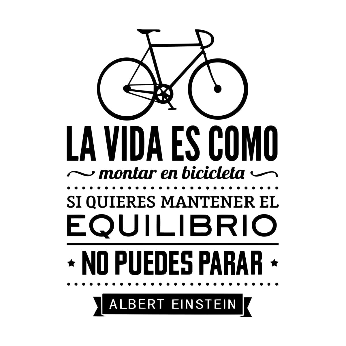 Life is Like Riding A Bicycle Quote Wall Poster Spanish Lettering Bike Rider Wall Sticker Bicycle Sports Home Decoration Extra Large - 55x75cm