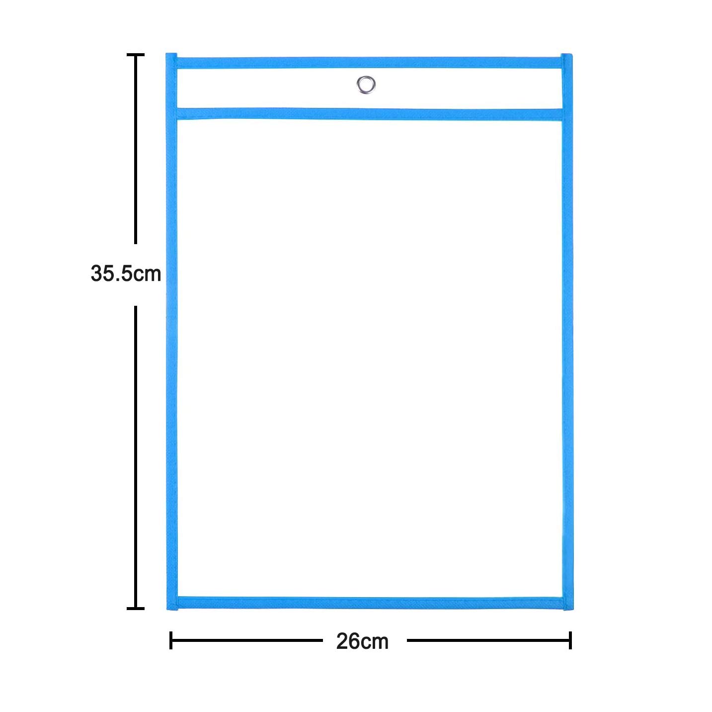 10 Stück Dry Erase Taschen, Reusable Dry Erase Pockets, Trocken Abwischbare Taschen Wiederverwendbar für Schul, Büro, Haushalts- und Schulbedarf Bunte 25,5 x 35,5 cm