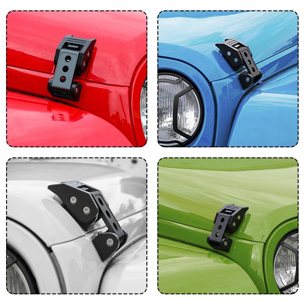 Unifizz Lot de 2 loquets de verrouillage pour capot de voiture pour Jeep Wrangler JK JL Gladiator JT Noir