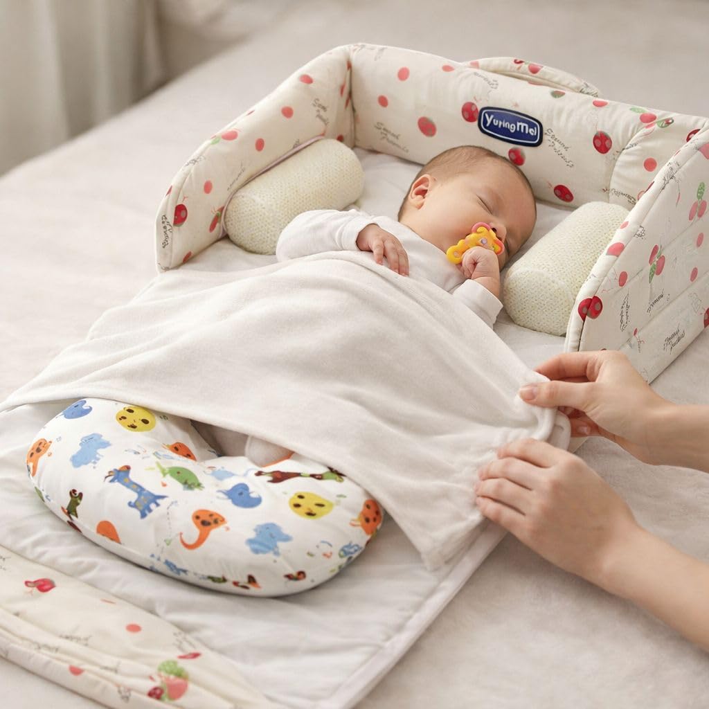 The Tickle Toe 2-in-1 Portable Baby Bed Cot & Diaper Bag | Travel Bassinet with Sling | Multifunctional Foldable Design | Red Cherry Print-image-18