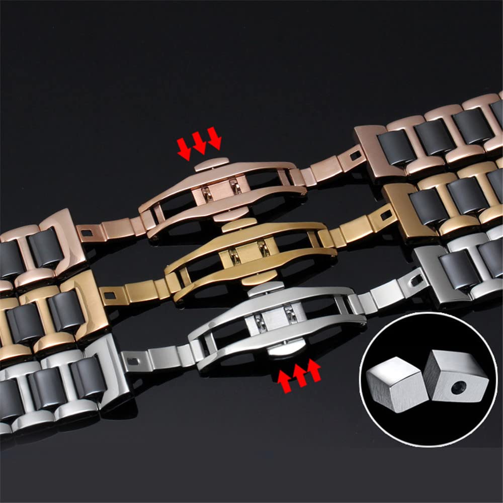 Uhrenarmband 12mm 14mm 16mm 18mm 20mm 22mm Edelstahl Keramik Uhrenband Männer Frauen Schmetterling Schnalle Armband Band