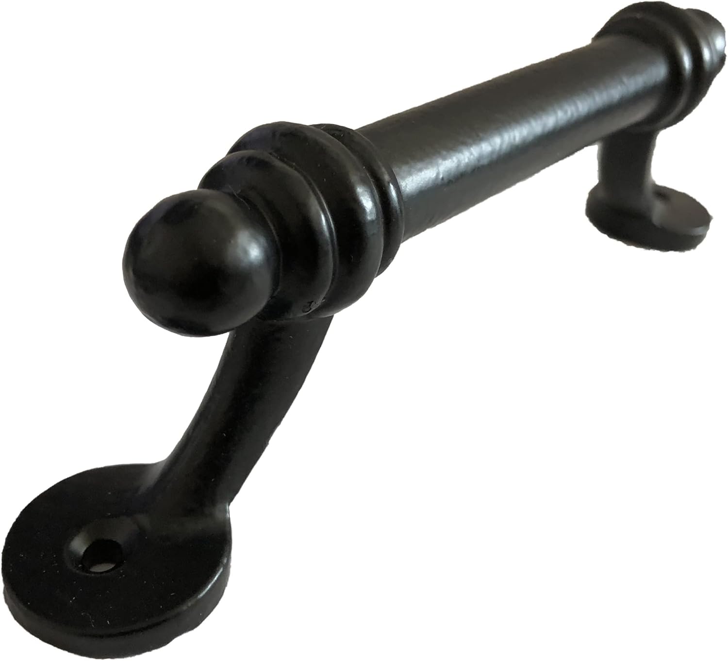 6- CANNOADE style handle in a Vintage Style Decor - use as Barn Door, Gate, Drawer and Cabinet pull, classic iron made Country Farmhouse pulls Black color-BB124