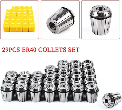 Miniatura 3 de Juego de 29 pinzas de resorte de precisión ER40 con llaves para uso en máquina CNC, pinzas de 18 pulgadas a 1 pulgada para taladrar, taladrar,
