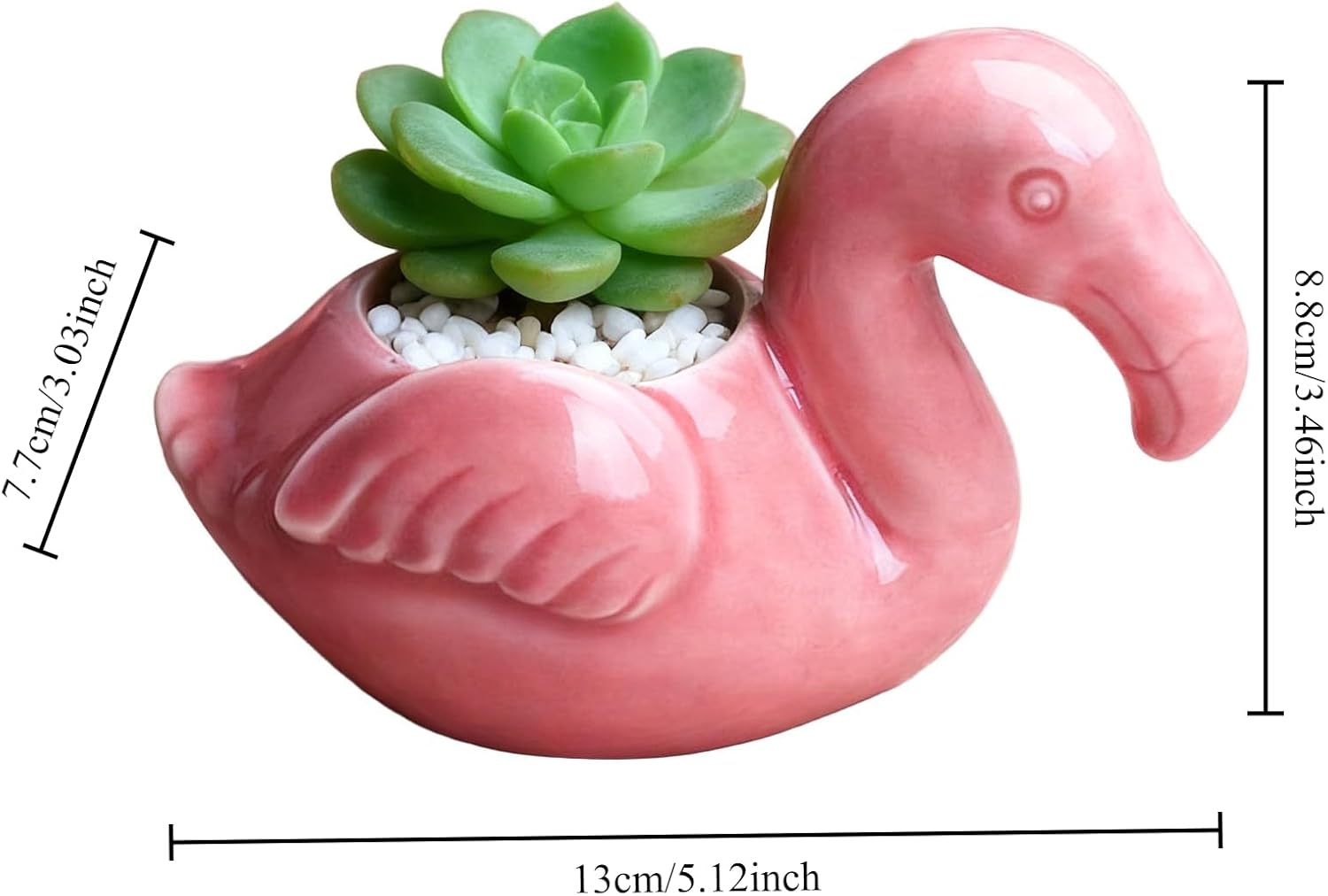 Cute Flamingo Planter Ceramic Succulent Pot with Drainage Hole, Small Flower Pot for Mini Cactus & Air Plants, Home Office Desk Decor, Unique Gift for Women & Plant Lovers image 5