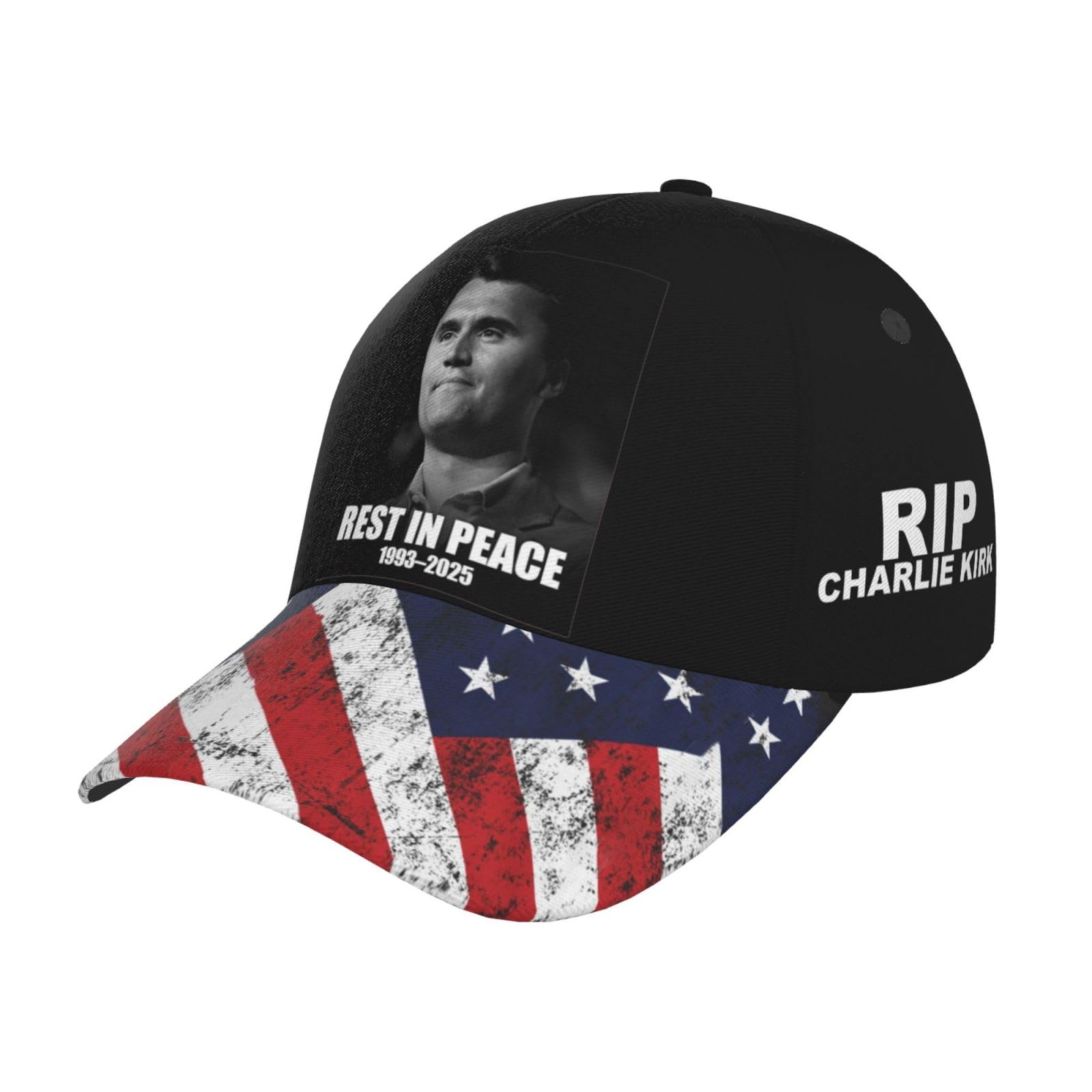 Peiyeety Unisex Black Rip Charlie Kirk Hat Rest In Peace Charlie Kirk Baseball Cap For Men And Women Adjustable Golf Dad Hat