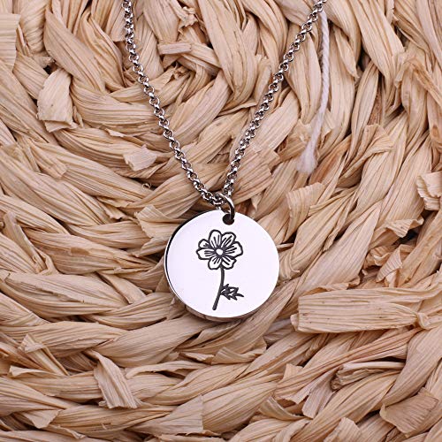 Detailed Personalized Birth Flower Necklace Birth Month Mom Necklace Birthday Gift for Her (Oct.-Cosmos)3