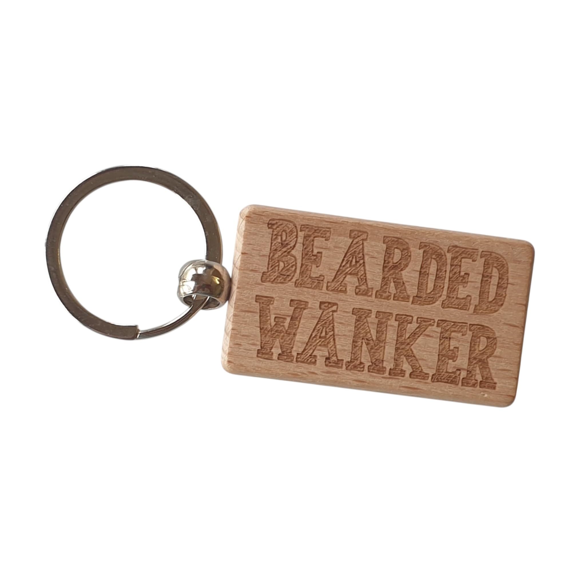 Decalarama Brown Beard Keyring Gift Bearded Wanker Cute Engraved Wooden Hairy Man Key Fob Fun Novelty Nice Custom Present