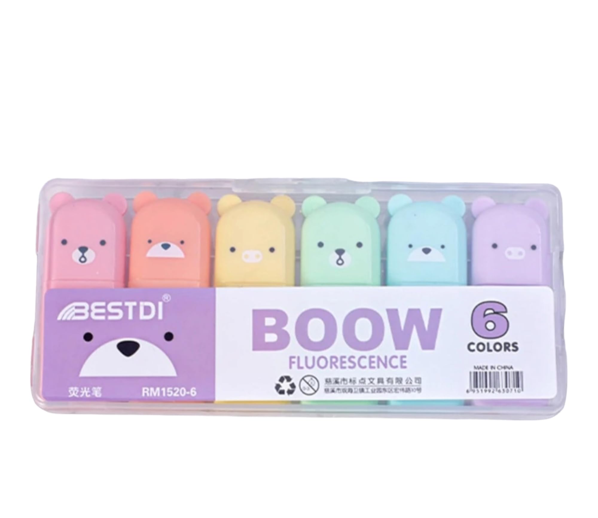 Teccyii Bear Highlighter Pens Kawaii Highlighters Cute Stationary Markers Pastel Pens Office School Supplies Chisel Tip Water Based Quick Dry Notes