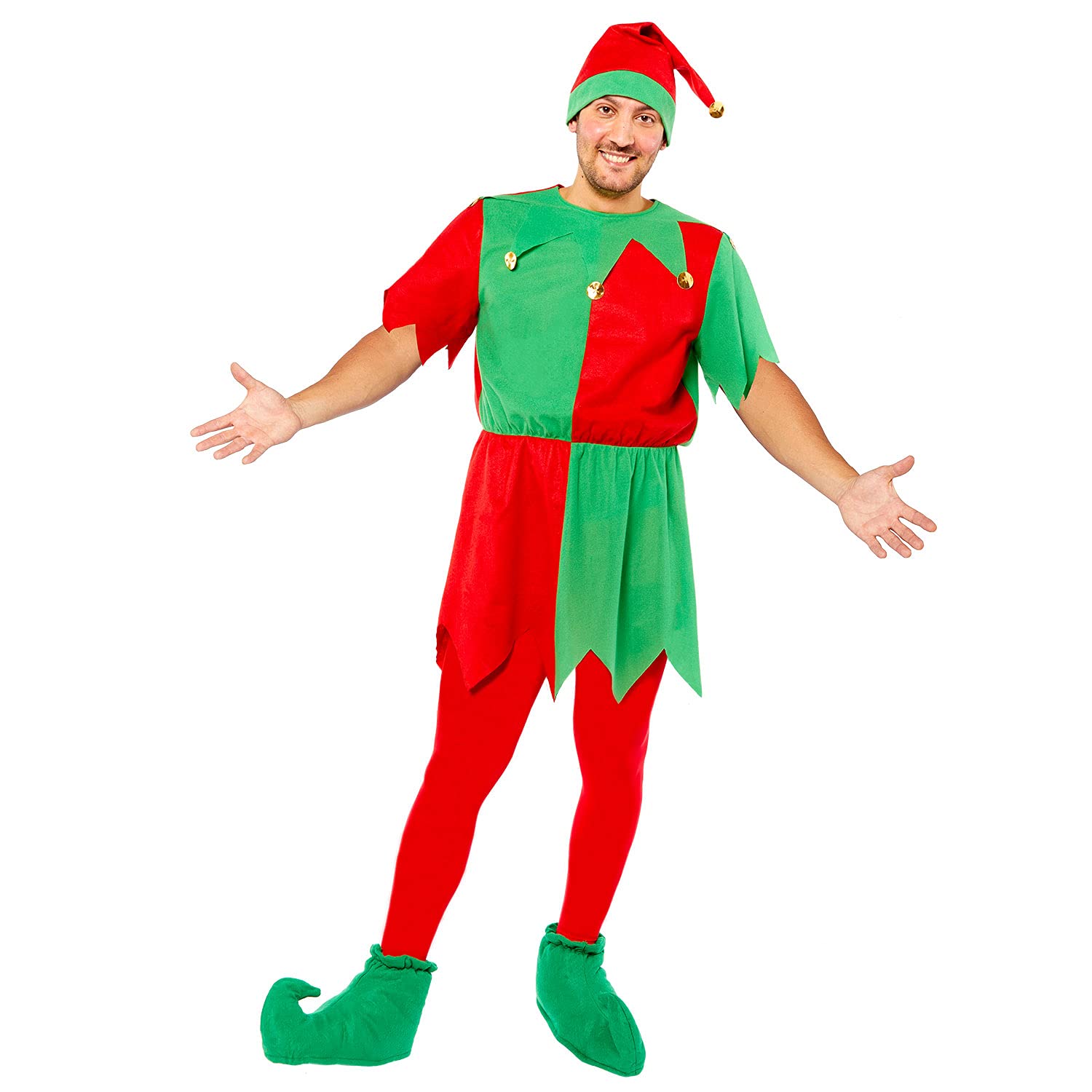 amscan 9912319 Adult Mens Basic Elf Fancy Dress Costume (Standard)