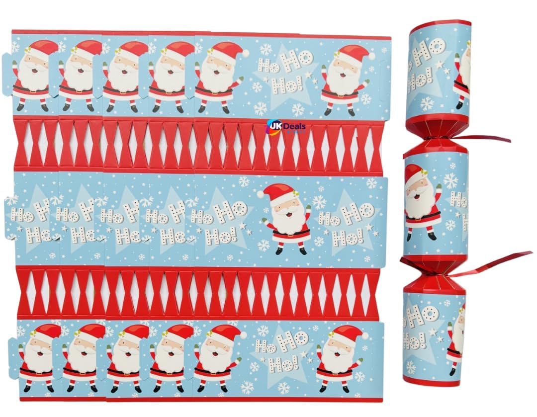 UKDeals Direct UKDD® 6pc Make and Fill Your Own Festive Seasonal Christmas Party Royle Cracker Craft Kit Own DIY (Santa HO HO HO)