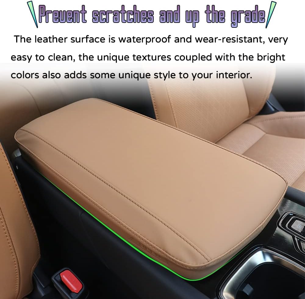 Custom Interior Accessories for 2023 Lexus RX 350 RX 350h RX 450h+ RX 500h Leather Center Armrest Box Cover Armrest Cushion Central Armrest Protector Pad(Black with Black Stitching)
