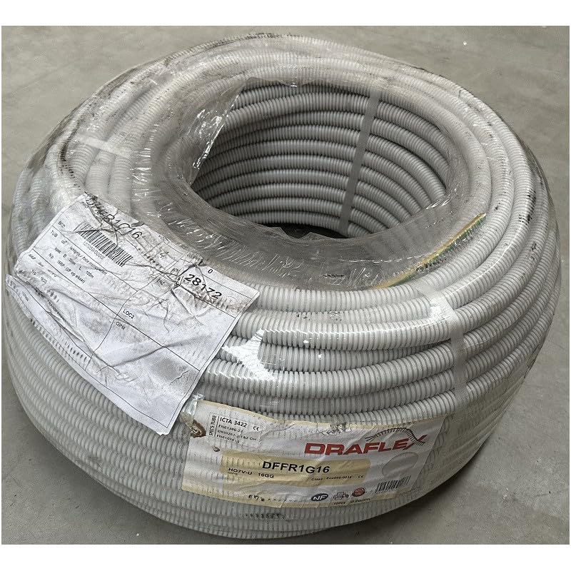 Gaine préfilée Ø 20mm fil vert-jaune 1x16mm² rigide HO7V-R grise ICTA 3422 (bobine de 100m) DFFR1G16 DRAFLEX