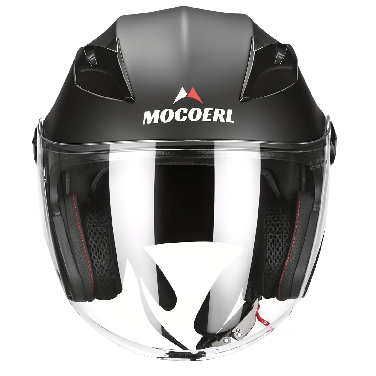 MOCOERL Cascos Jet para Hombre y Mujer Casco de Motocicleta Casco Scooter Doble Visera Homologación ECE2206 Negro Adulto Vintage 3/4 Casco