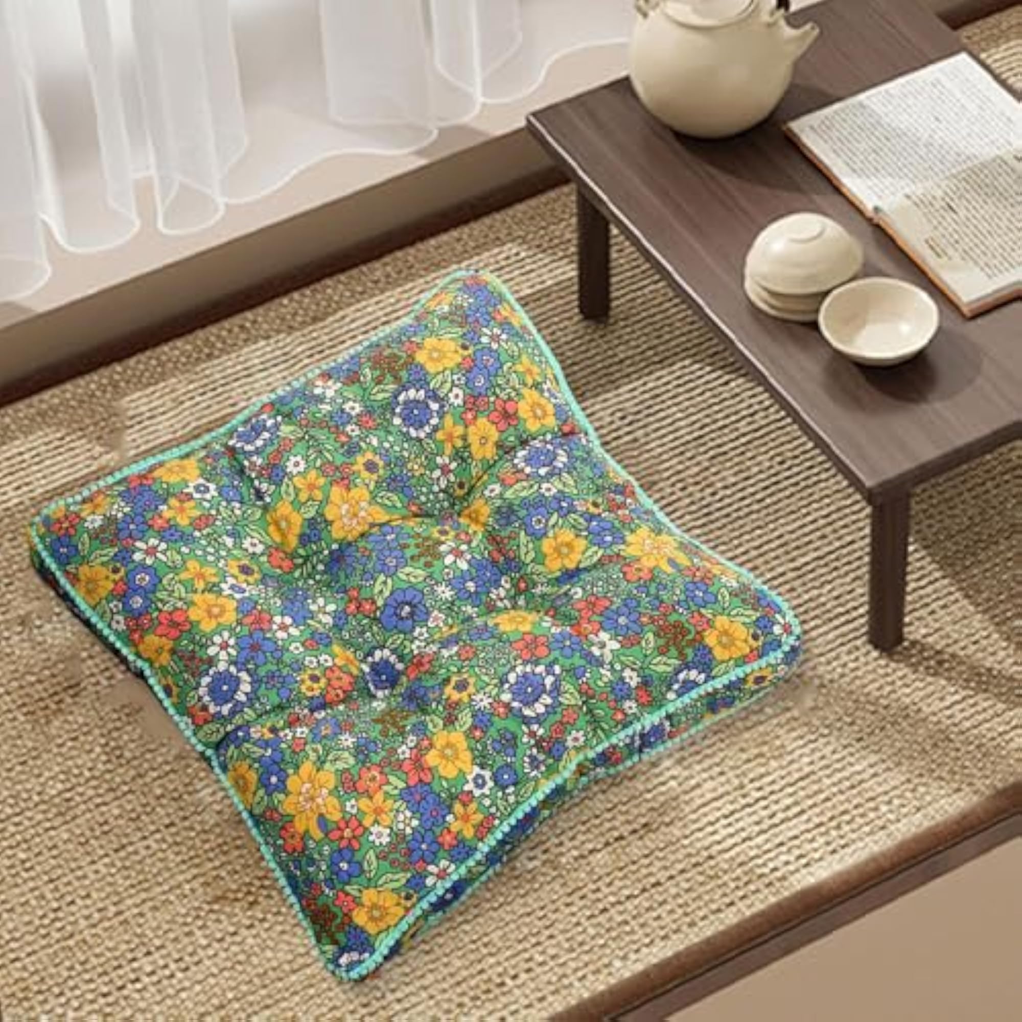Square Chair Seat Cushion for Fireplace Reading Corner