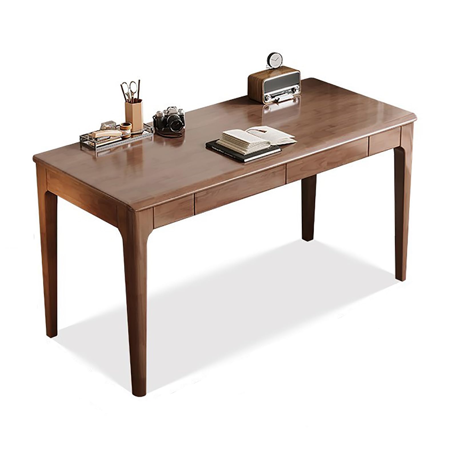 Mid Century Solid Wood Writing Desk,Home Office Computer Desk with Storage 2 Drawers,Study Table Workstation Dressing Table for Small Spaces,Bedroom,