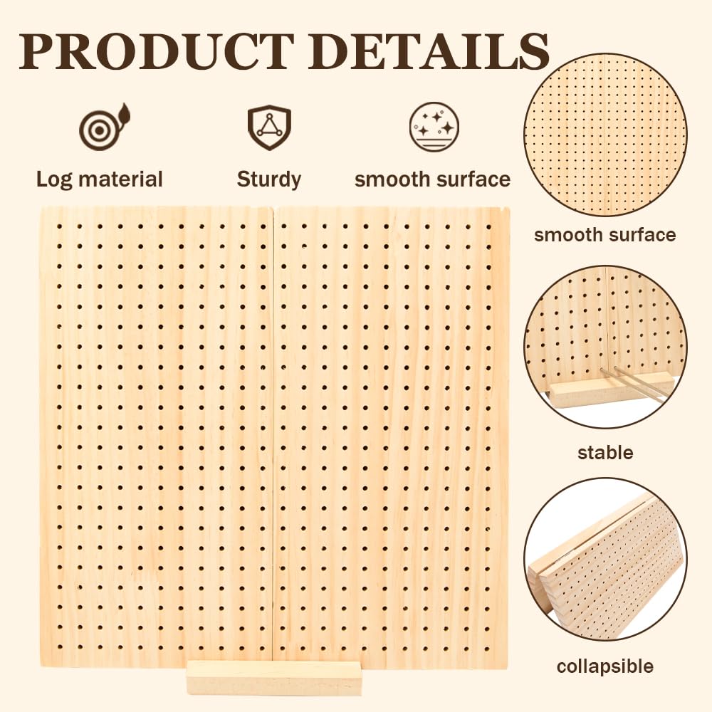 Blocco di Blocco per Granny Square 30x30 cm Tappetino Lavorare a Maglia in Legno con 30 Perni in Acciaio Inox Blocchetto Quadrato in Legno per Piccole Parti a Maglia o Uncinetto