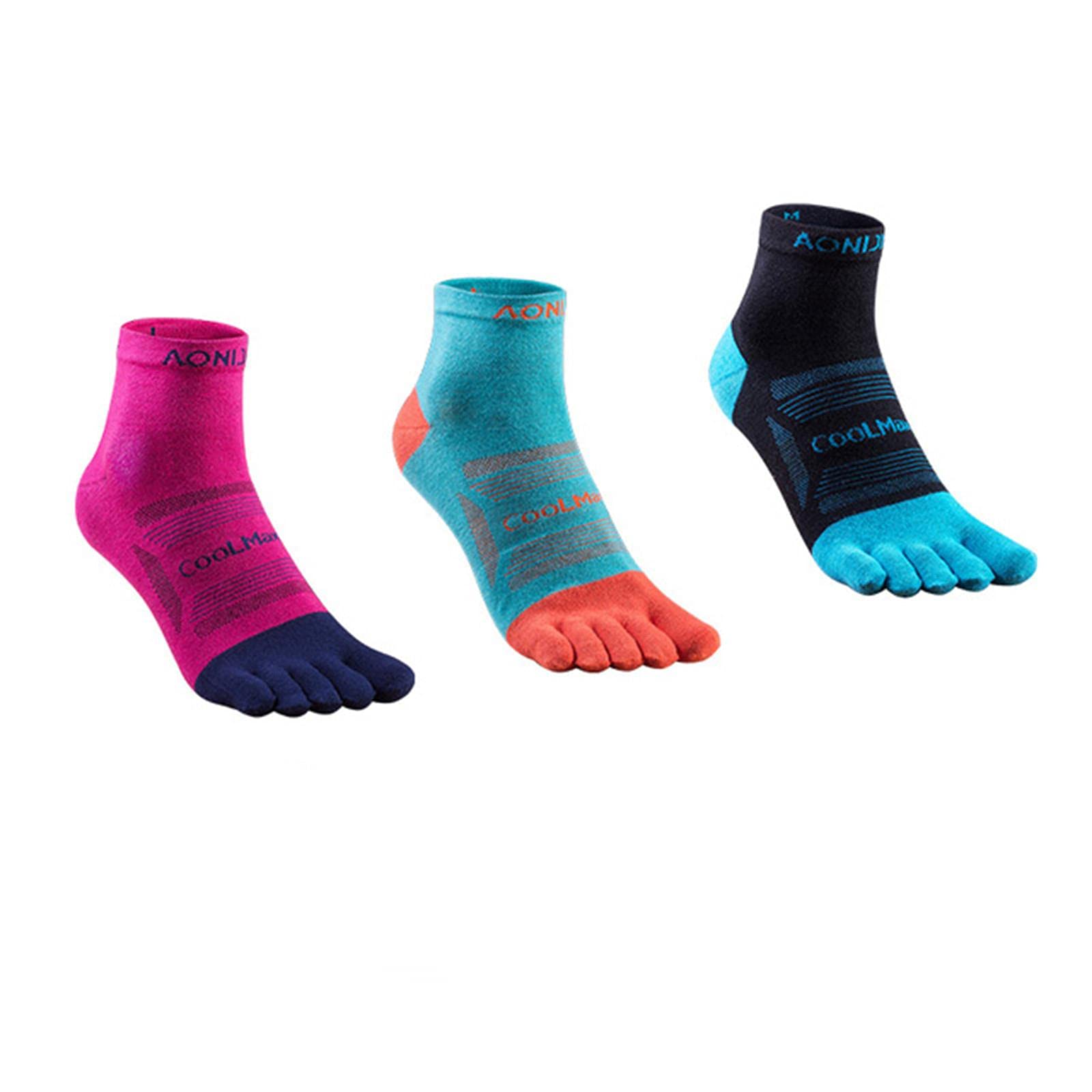UKKO Calcetines de Hombre 3 Pares Ultra Run Cutt Athletic Athletic Cine Toe Socks Quarter Socks Toesocks-E4802 S Size