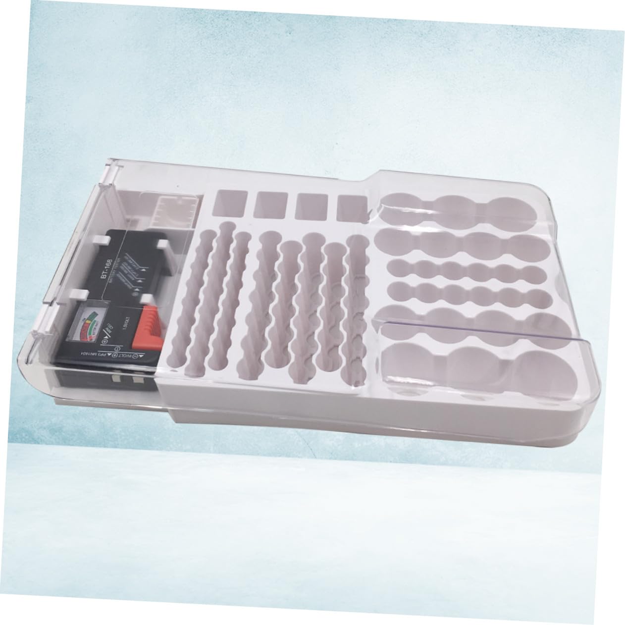 2 Pezzi Custodia Portatile per Batterie con Tester Integrato Capacità Resistente e Durevole Tester Volt Affidabile per Batterie Aa Aaa Contenitore per Conservazione e Test Rapido