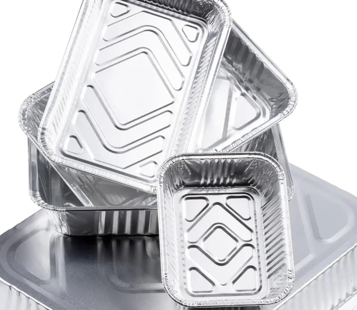 Vaschette Alluminio Senza Coperchio Per Forno Tradizionale E Microonde Contenitori Alimenti Senza Coperchio Coperchio Resistenti (210X140X38 MM- 1000 PZ)