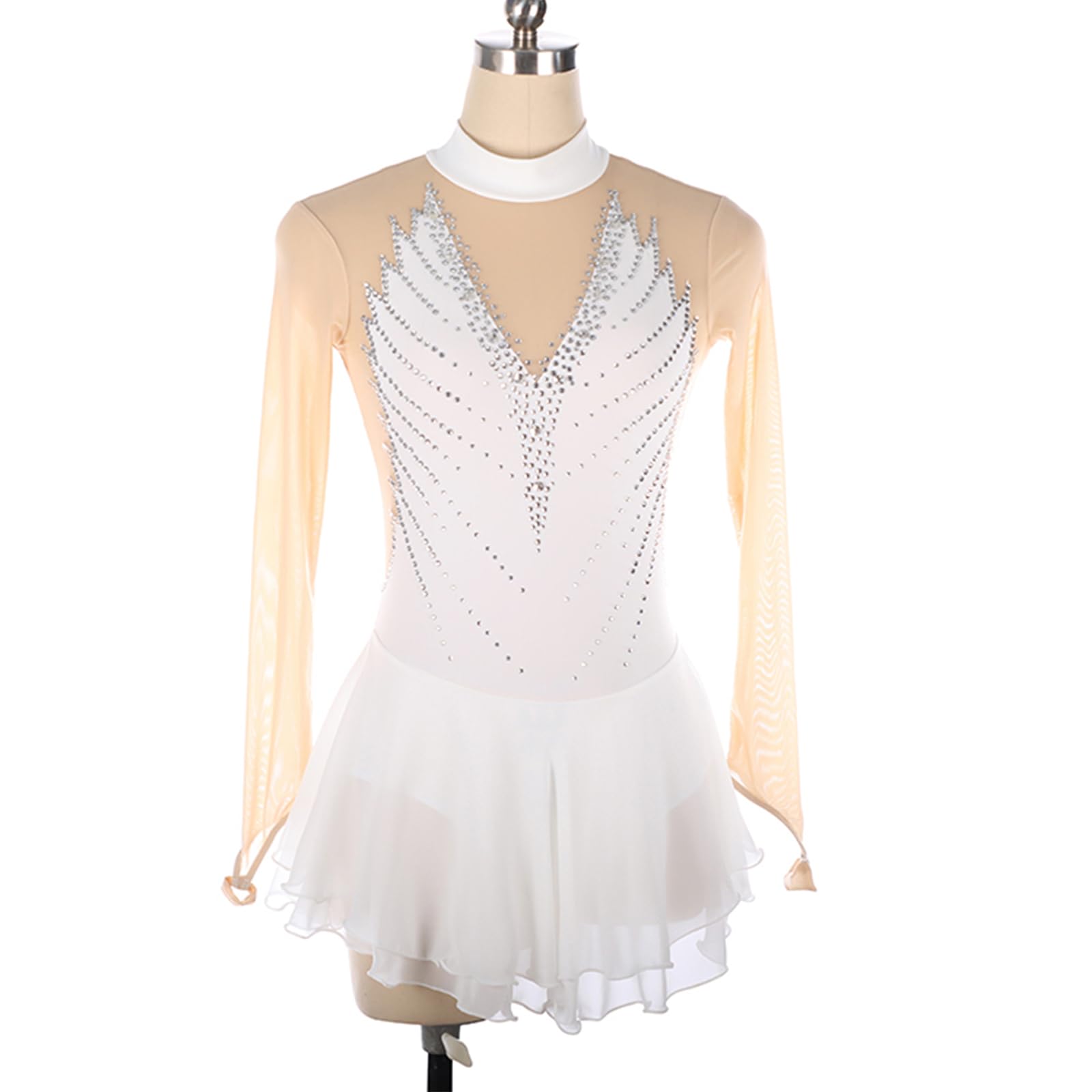 Tanzkleid Mädchen Pailletten Eiskunstlauf Kleid Kinder Langarm Ballettkleid Tanztrikot Mit Rock Kleider Gymnastikanzug Wettbewerb Tanz Kostüme,Grün,S