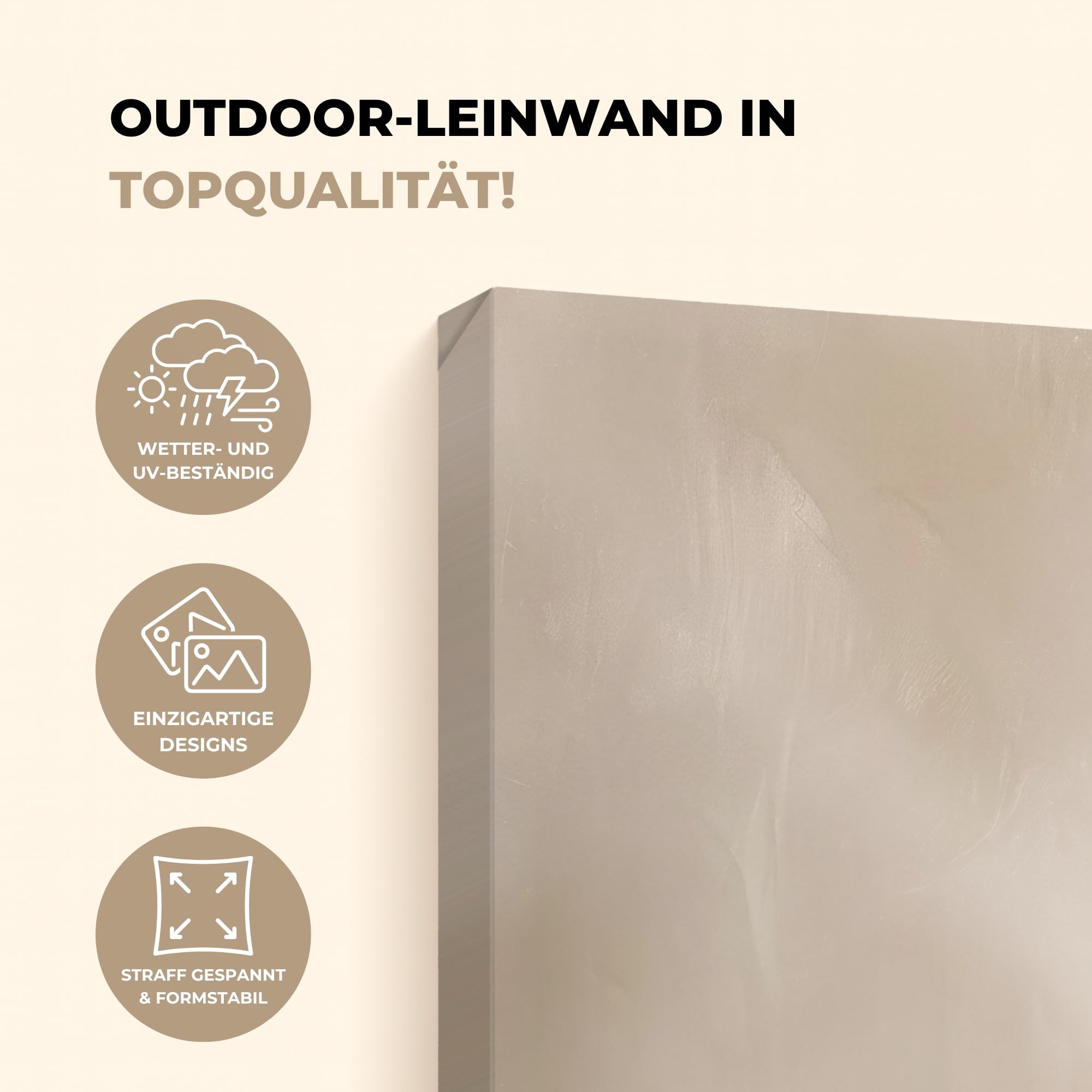 Gartenbild 120x80 cm Outdoor Deko Garten Leinwand Modern Wandbild Wetterfest Kunstdruck Terrasse Geschenke Draußen Beige - Hügel - Muster