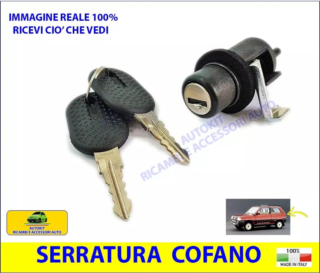 KIT SERRATURA CHIUSURA PORTELLONE COFANO BAGAGLIAIO POSTERIORE SPECIFICO COMPATIBILE con PANDA modello 141 prodotte dal 1986 al 2003-37/120-37/173
