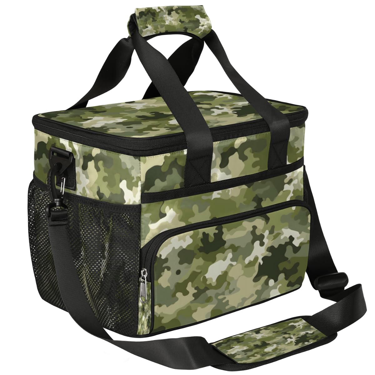 Military Texture Insulated Picnic Backpack Lunch Box for Women Men Picnic Basket Tote Lunch Bag Picnic Bag Portable Lunch Bags for Picnic, Beach, Work, Trip,Office, Camp Camo Green