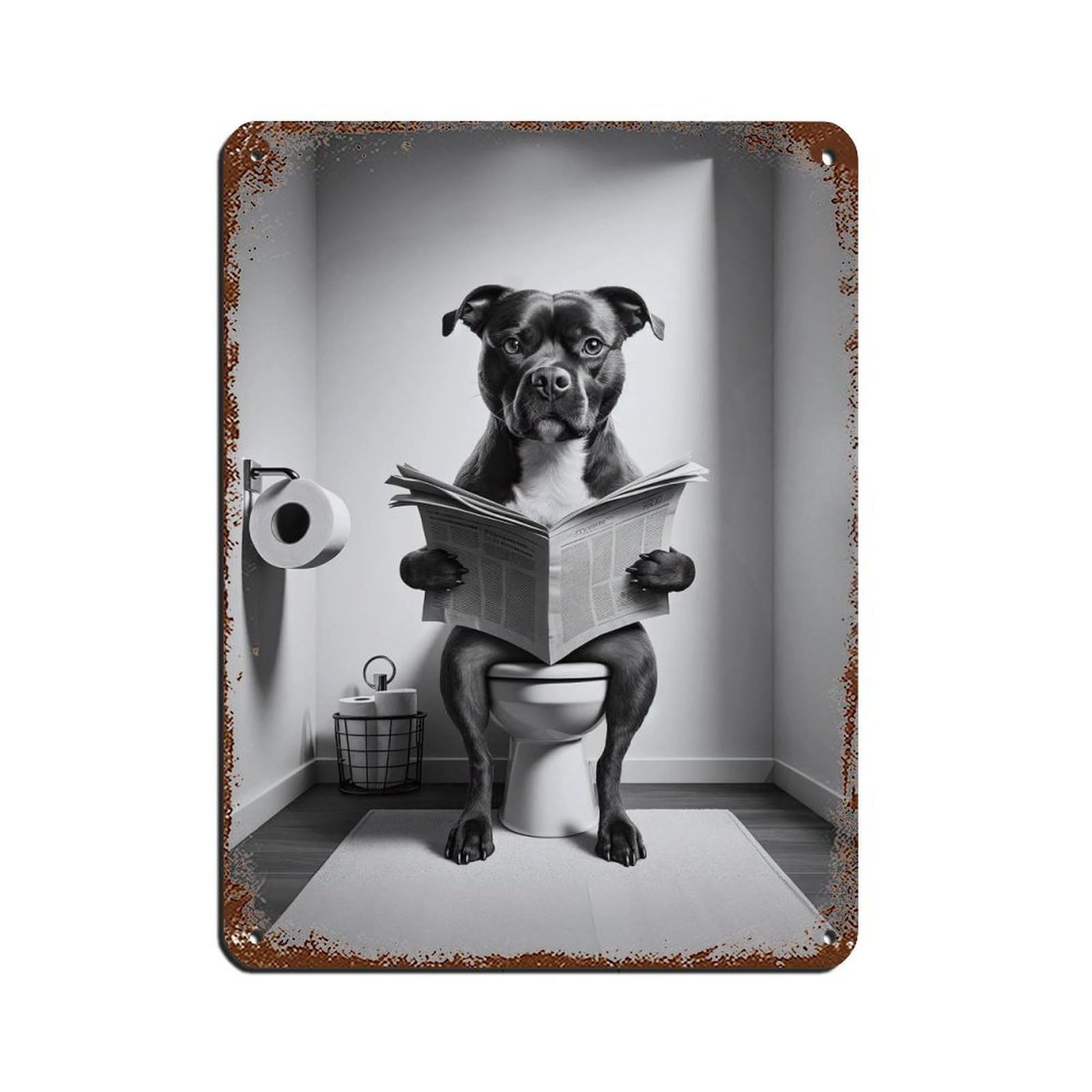 Staffordshire Bull Terrier,Bathroom Art Poster Retro Poster Metal Tin Sign Chic Art Retro Iron Painting Bar People Cave Cafe Family Garage Poster Wall Decoration 12x16inch(30x40cm)