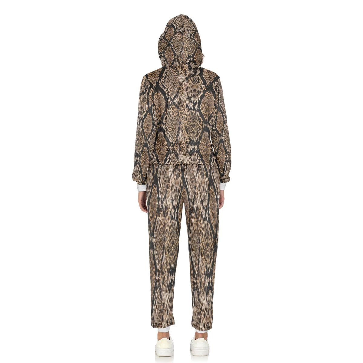 Conjunto deportivo de 2 piezas para mujer, estampado de piel de serpiente animal, conjunto deportivo de manga larga, conjunto deportivo de piel de leopardo