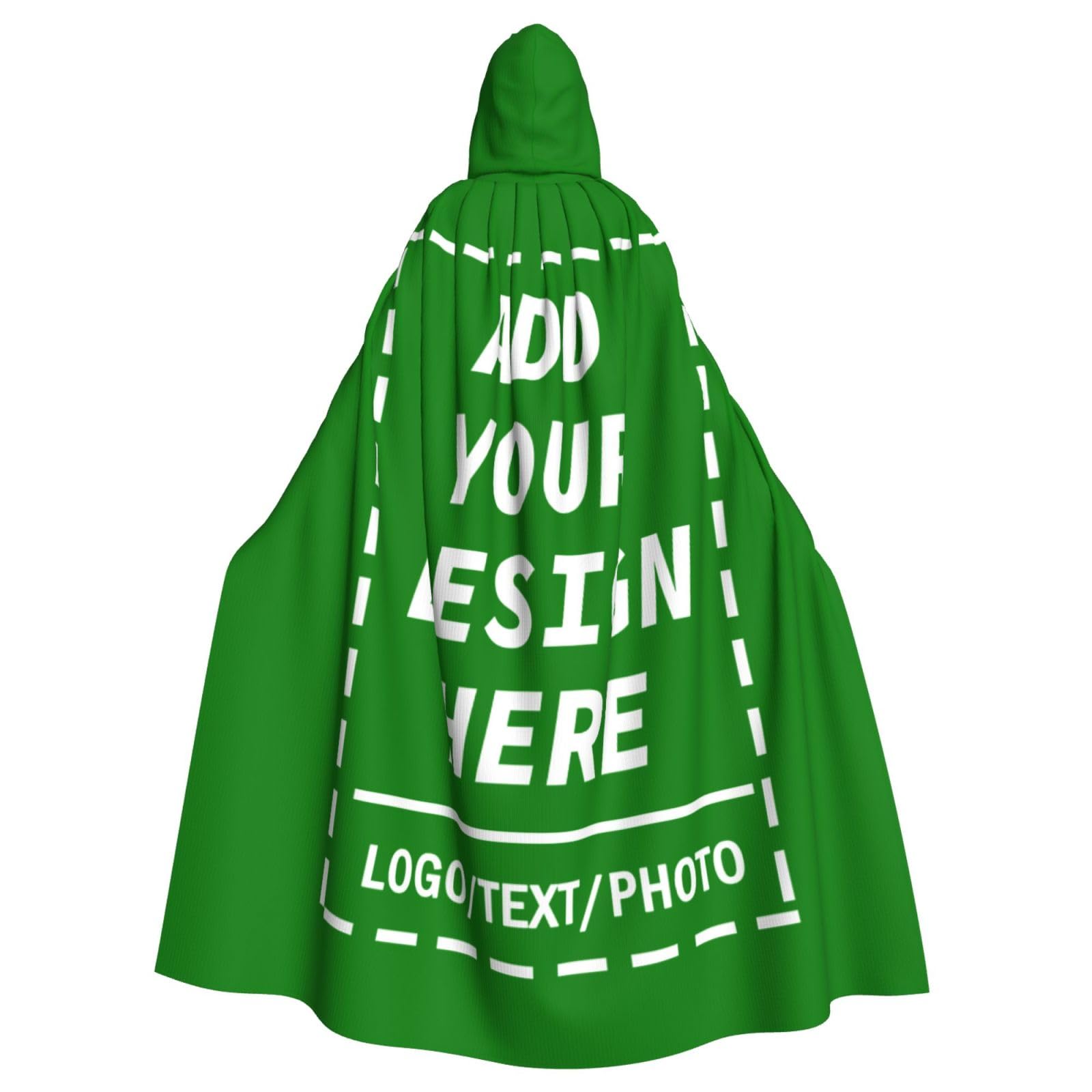 Custom Cape with Photo Personalised Black Cloak with Hood Custom Witches Cape Cosplay with Image Text Name Funny Gifts Accessories Adult Fancy Dress Costume for Masquerade, Halloween, Family Party
