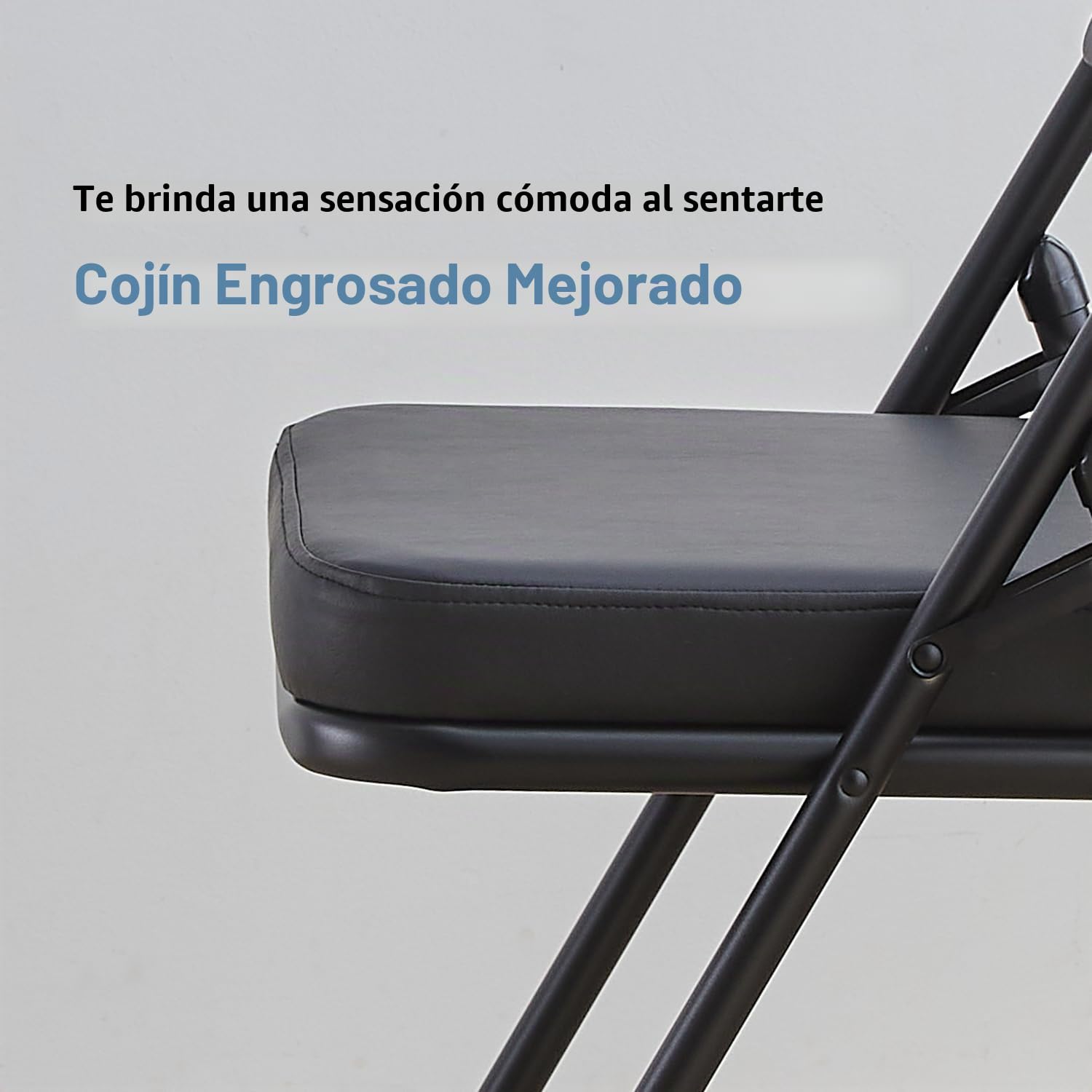 KAIHAOWIN Sillas plegables con asiento acolchado ultra grueso, silla plegable para interiores, cómodas sillas de metal con cojín suave, color negro