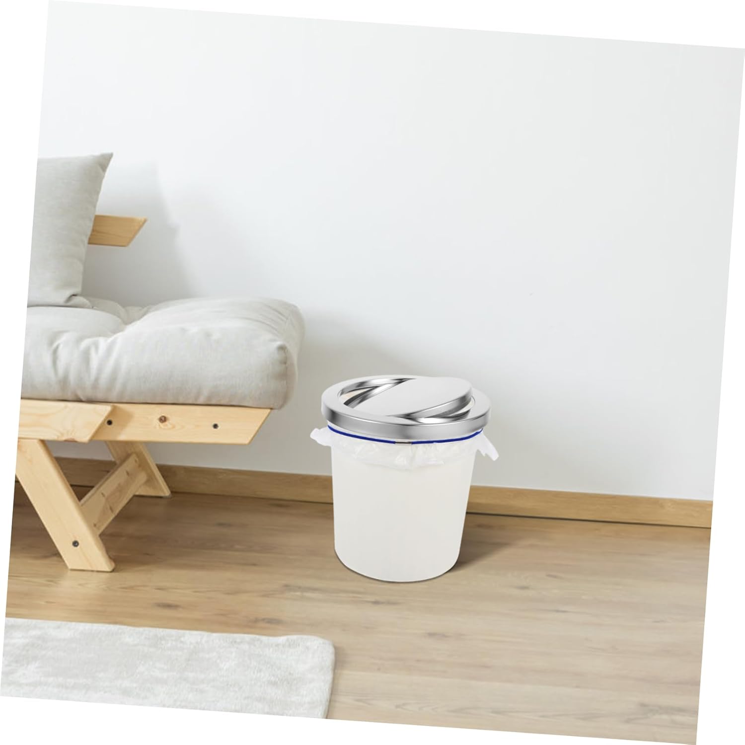 Replacement Stainless Steel Round Trash Can Lid Swing Cover for Space-saving Waste Management Kitchen Bathroom Office Modern Design Easy Disposal