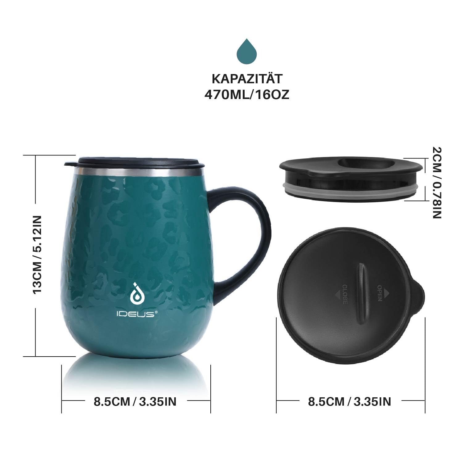 Mug Leopard TASSE À CAFÉ Double Paroi En Acier Inoxydable Poignée