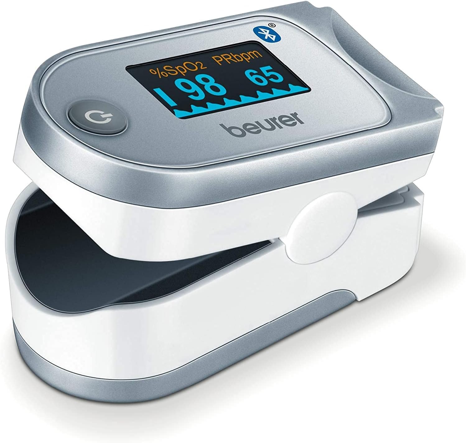 Beurer PO 60 Saturimetro Bluetooth a Lettura Istantanea con Visualizzazione Grafica del Battito Cardiaco e 100 Posizioni di Memoria