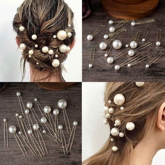 Drishti Golden Moti Juda Bun Pin for Bridal Hair Style and Wedding Bridal Hair Pins Hair Accessories Pack Of-18 3