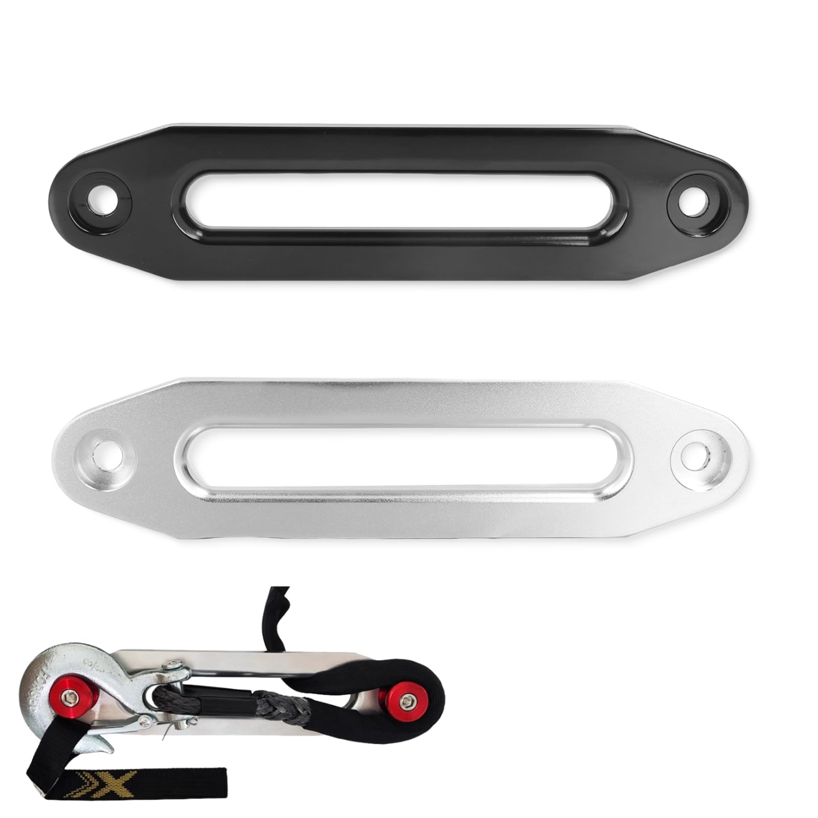 Hawse Fairlead, High Performance Aluminium Hawse Fairlead for Synthetic Rope Winch, 10in/25.4cm, Side by Side Hawse Fairlead for ATV Winch Rope